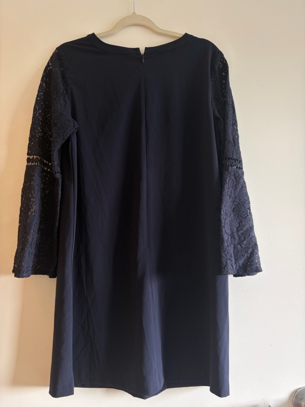 LOFT Navy Lace-Sleeve Shift Dress - Picture 4 of 7
